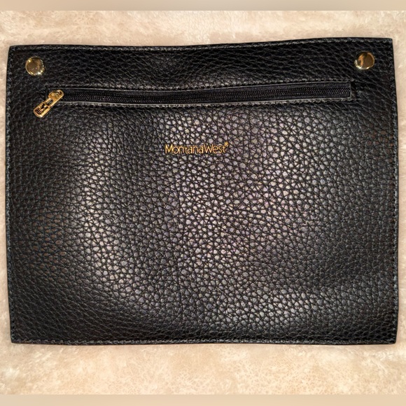 Montana West Black Faux Pebbled Leather Tote Shoulder Bag w Removable Pouch NWOT - Picture 2 of 8